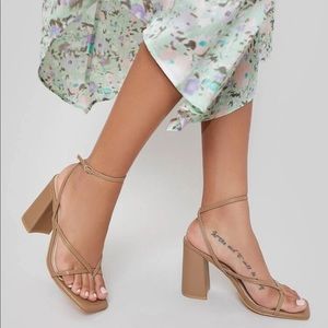 Strappy Leather Block Heels